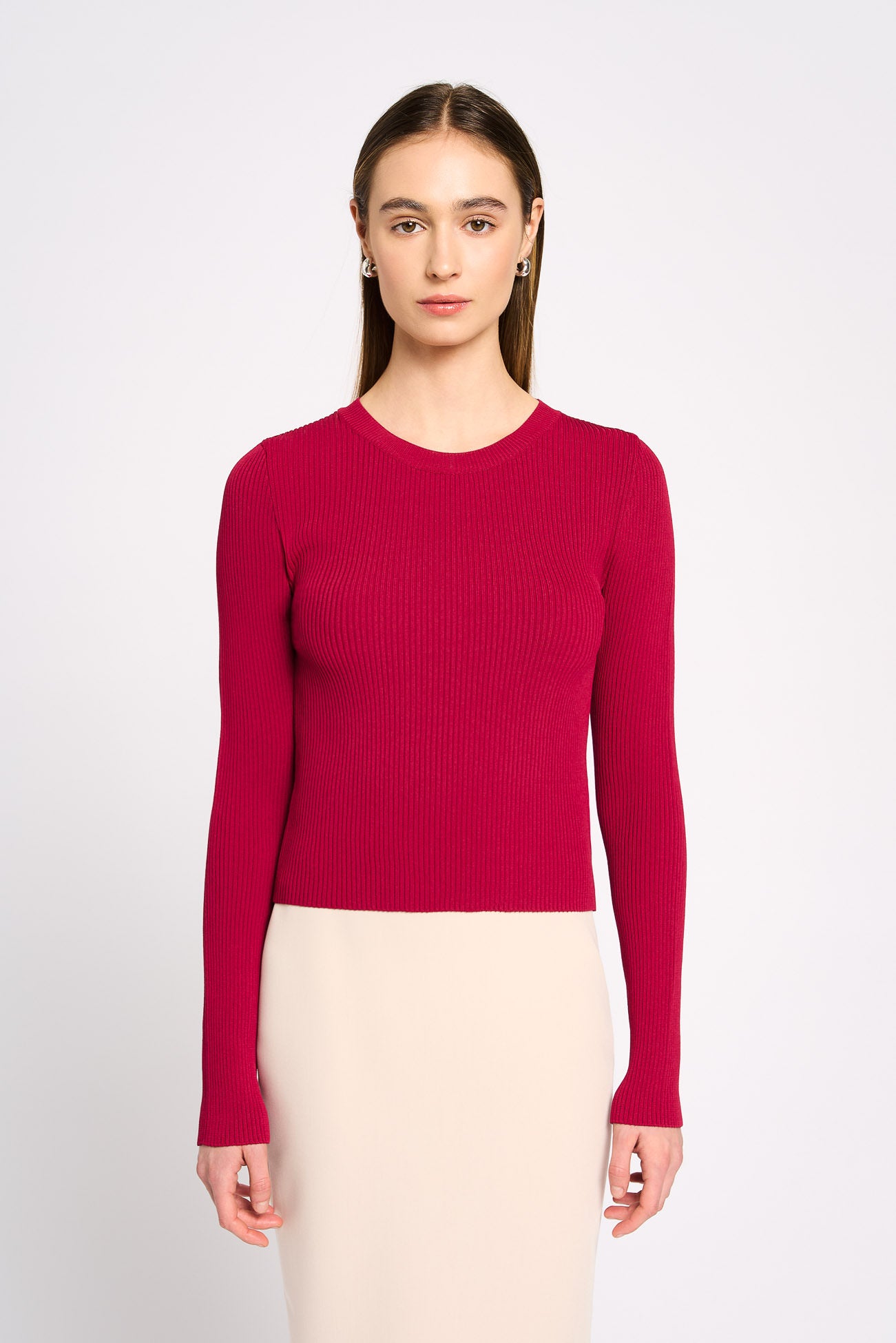 Fitted pullover in stretch viscose