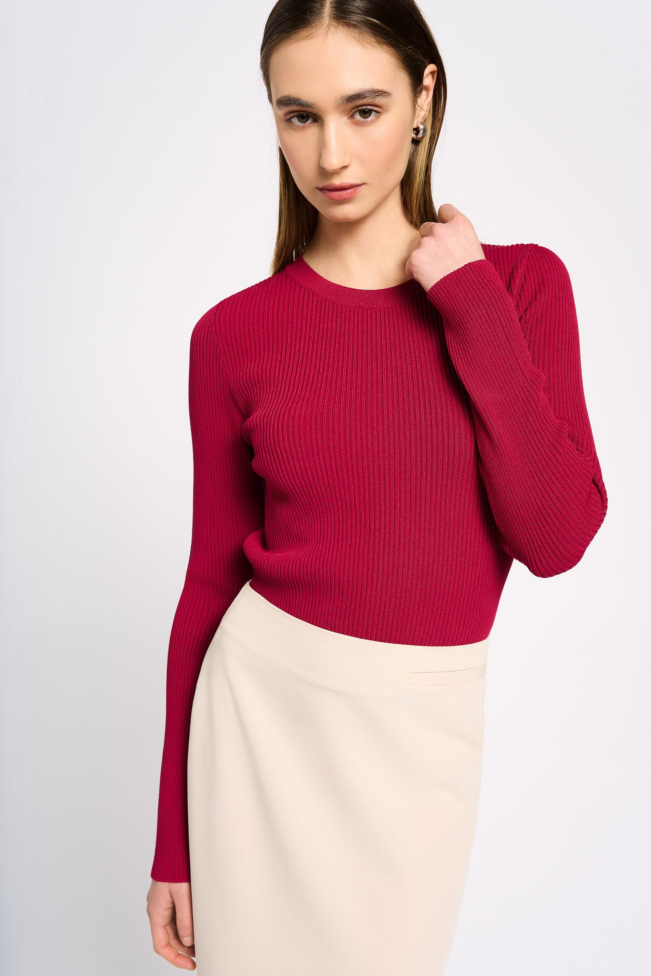 Fitted pullover in stretch viscose