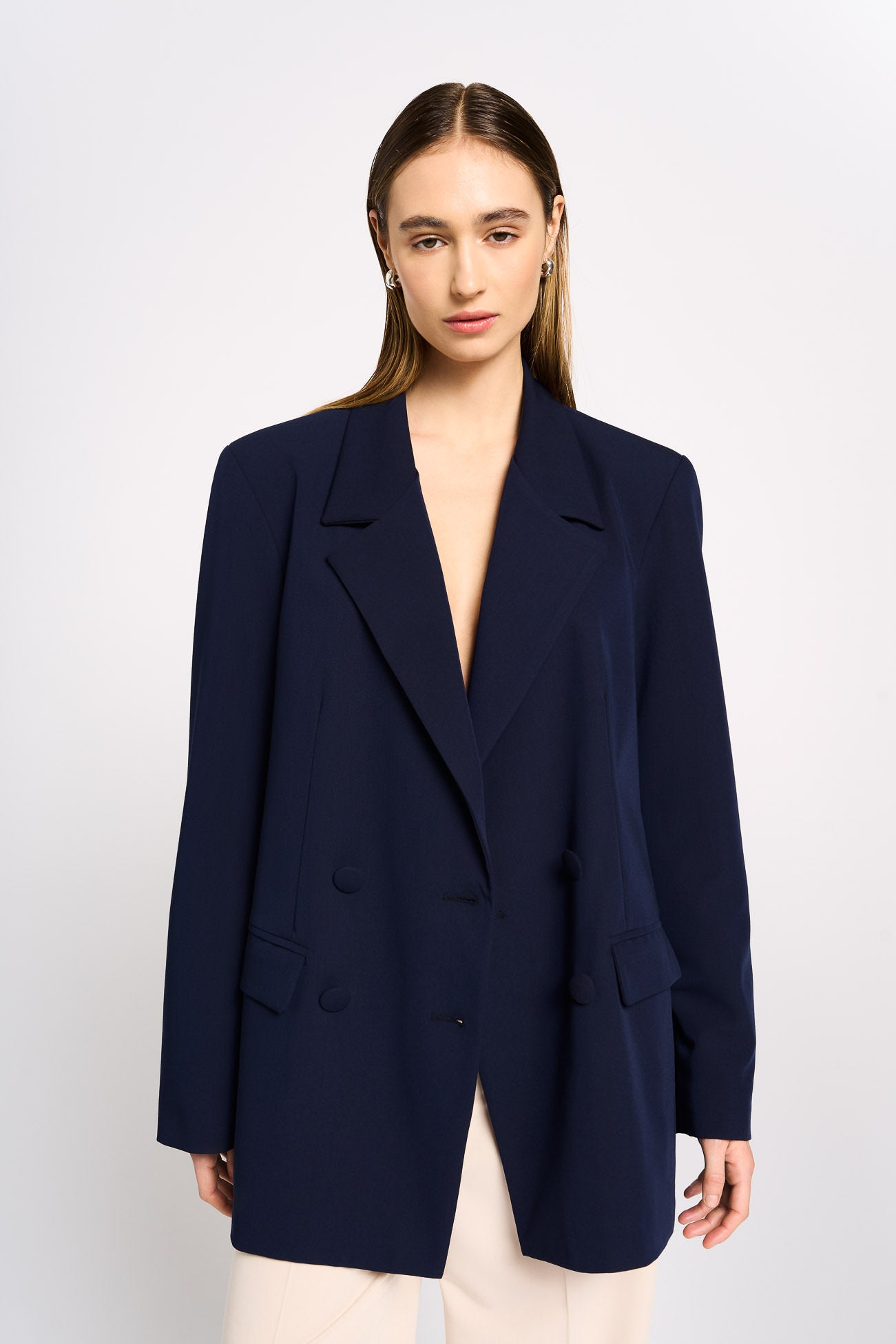 Double-breasted blazer in tailored fabric