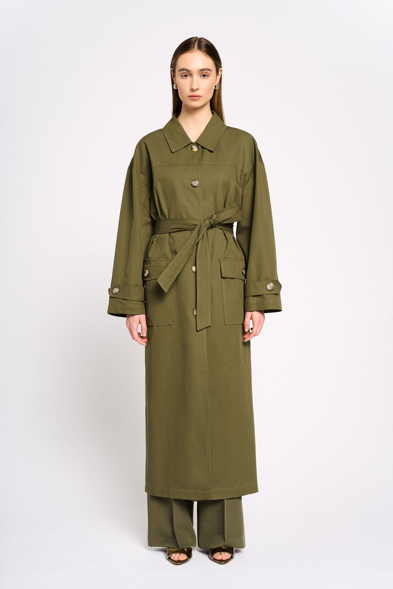 Cotton canvas trench coat