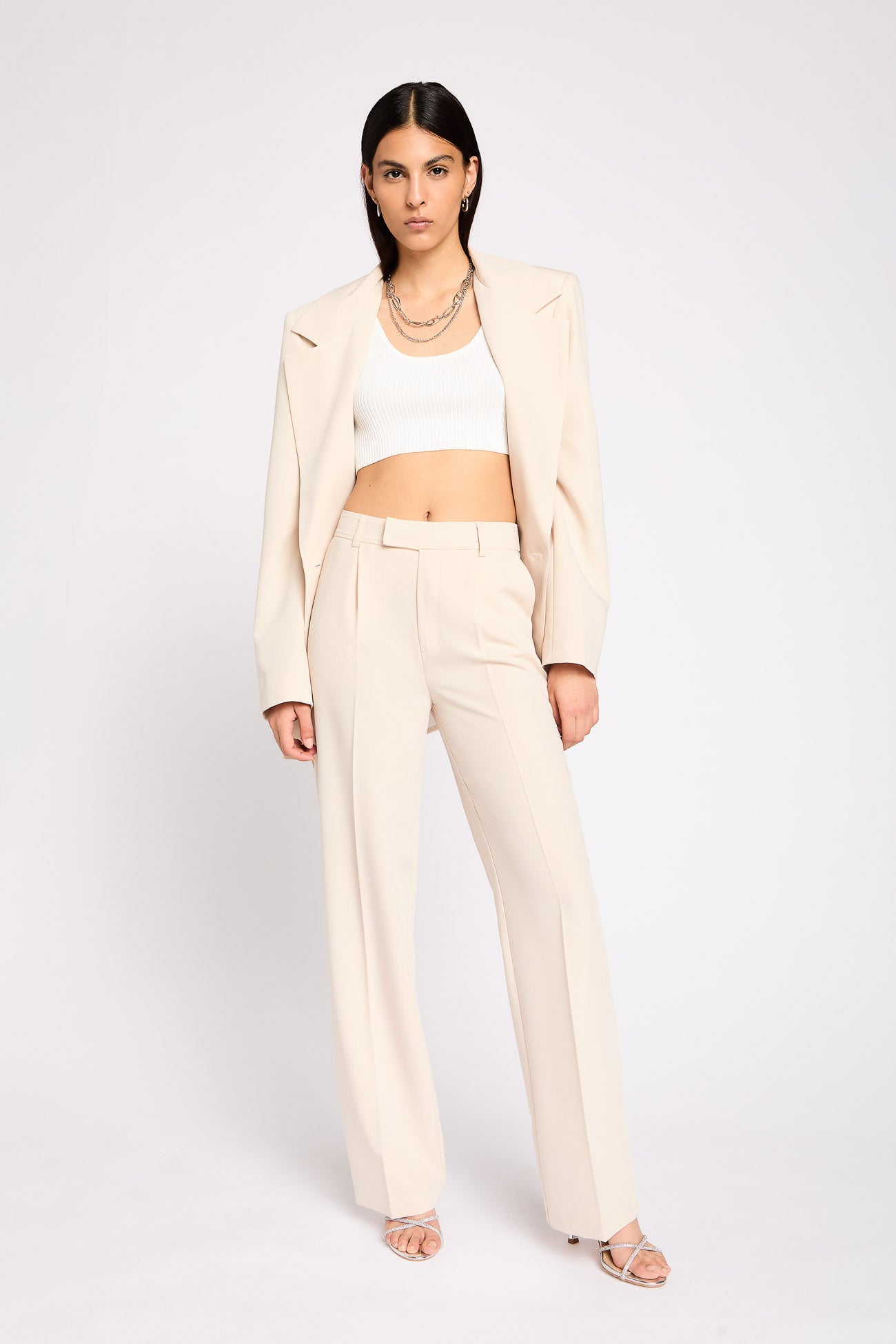 Straight fit trousers in tailored fabric