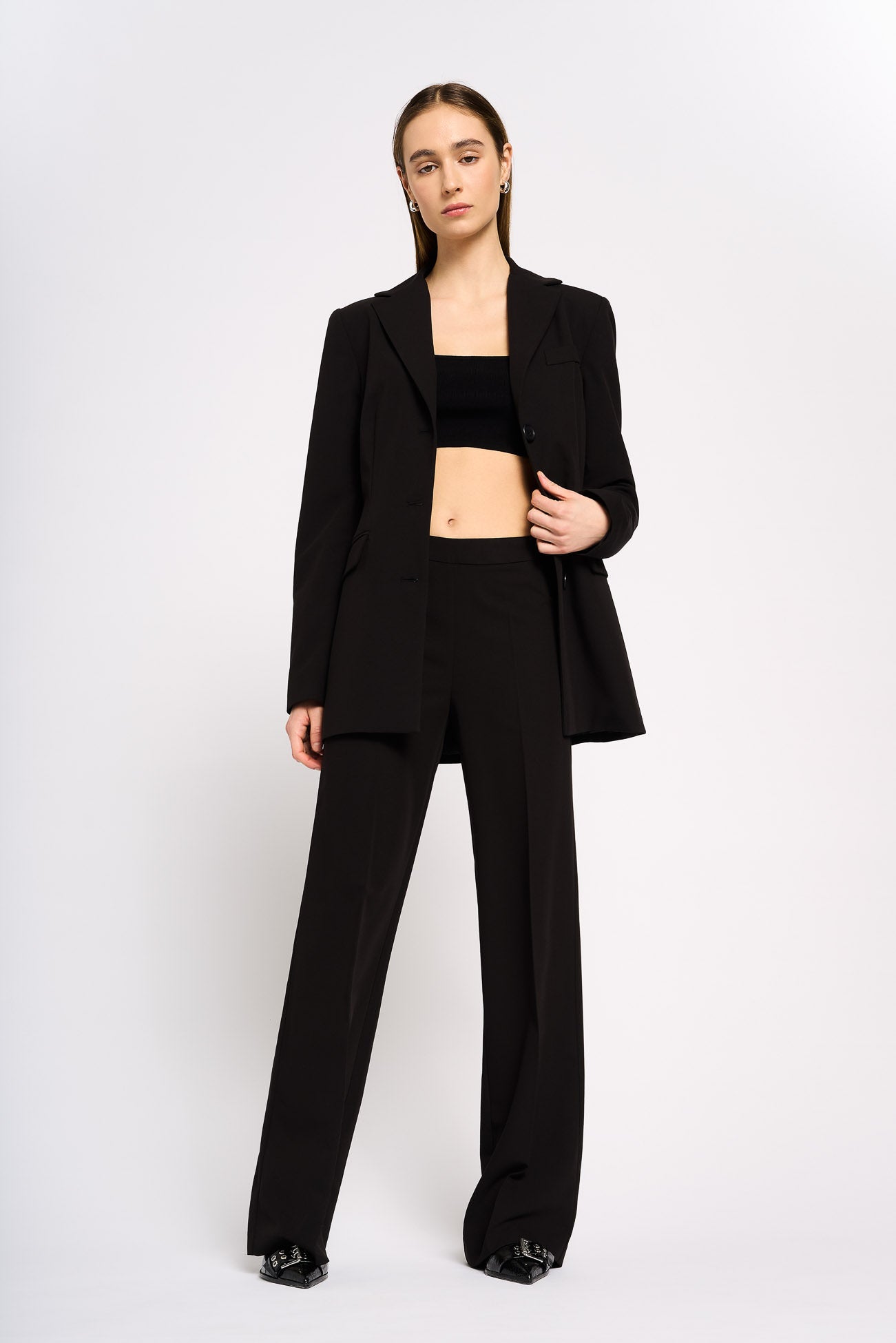 Wide fit trousers in tailored fabric