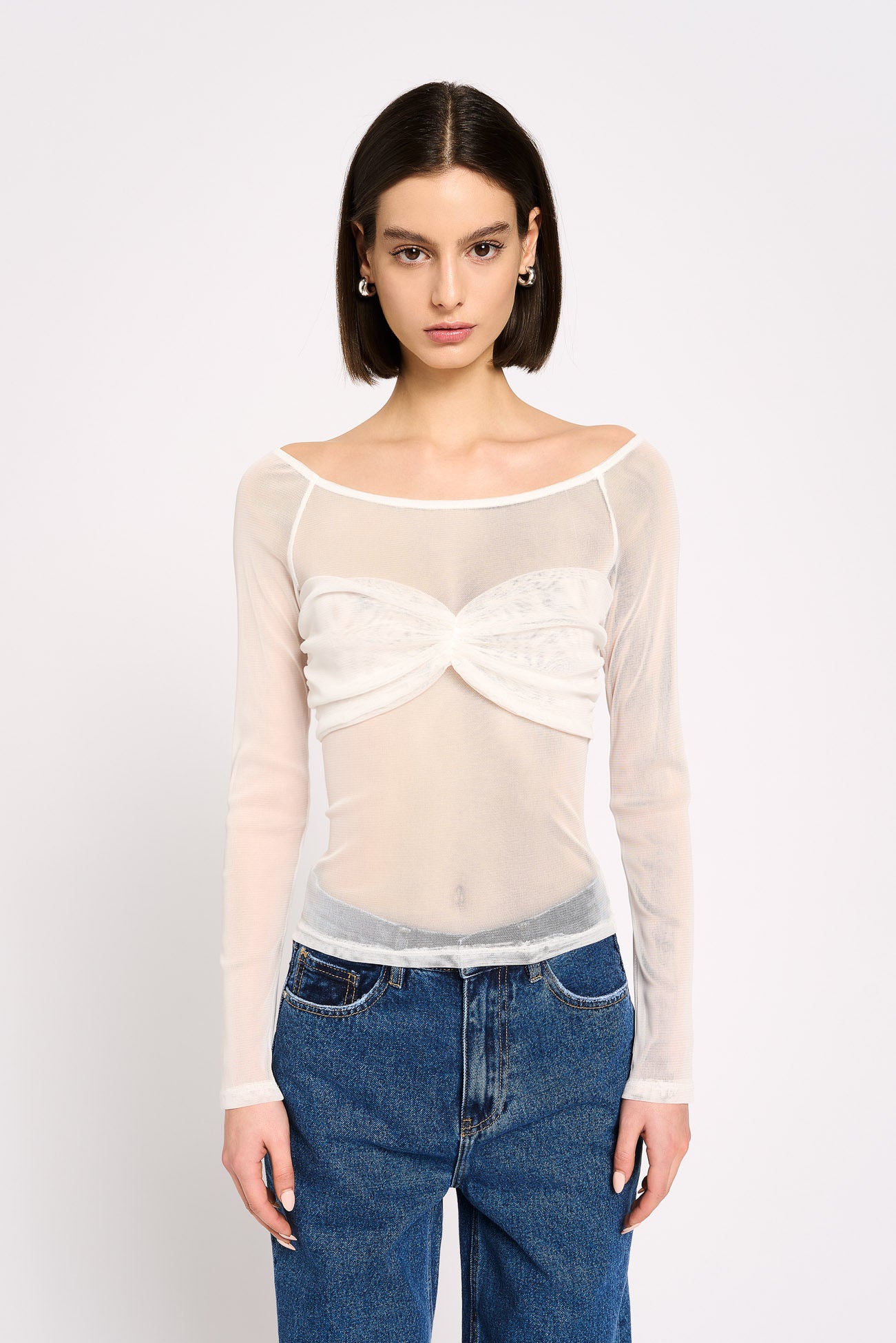 Stretch tulle sweater