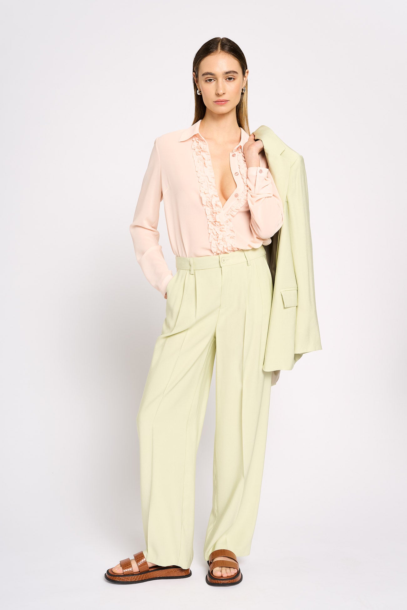 Georgette shirt with ruffles