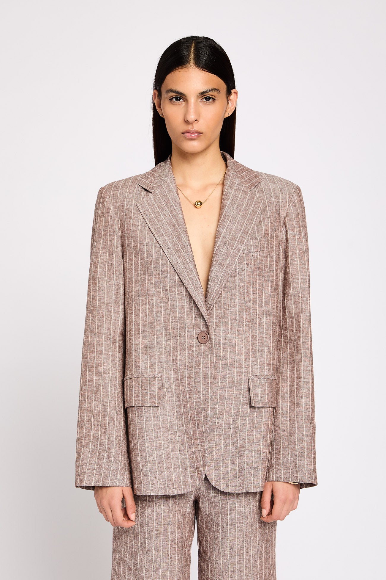 Pinstripe blazer with linen